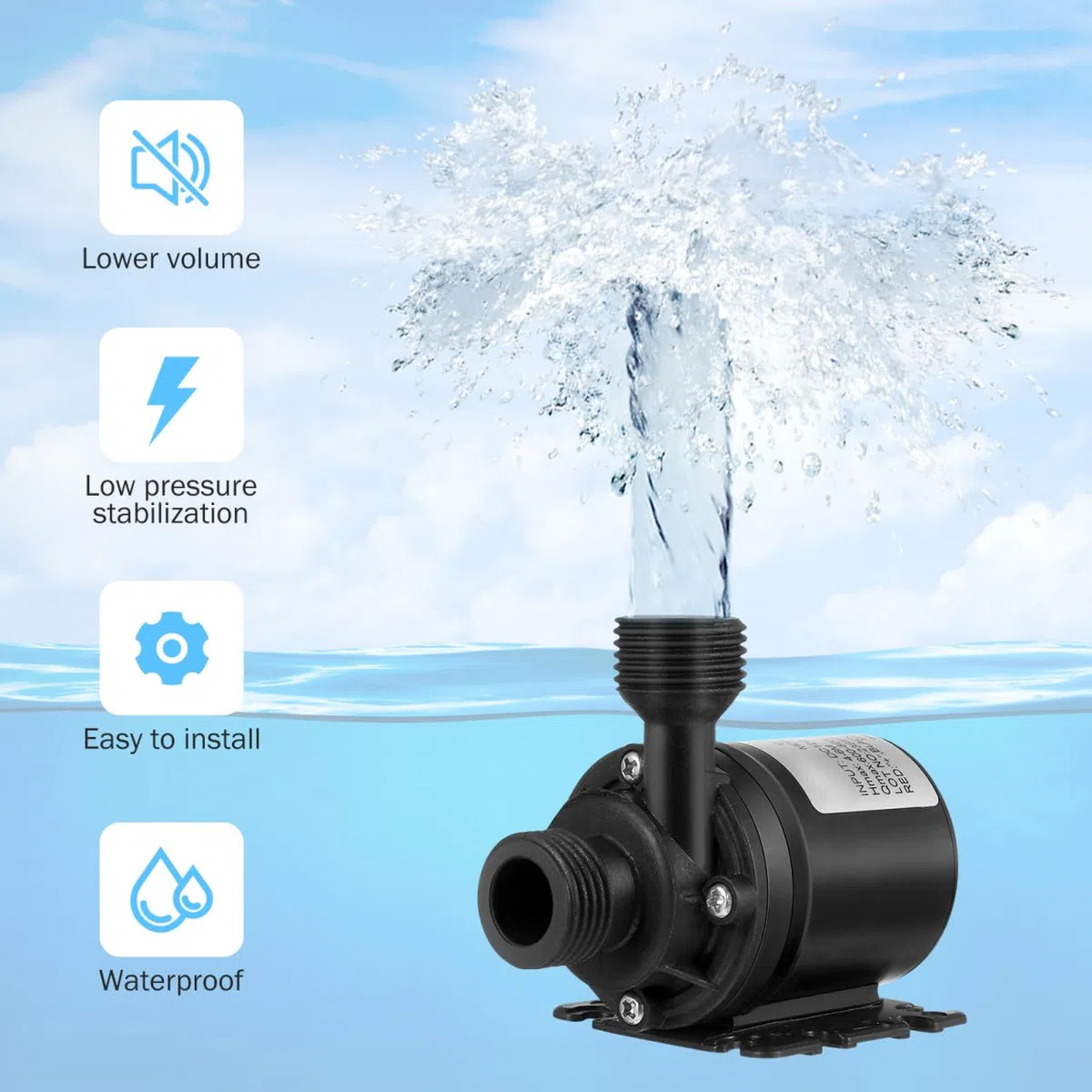 UEETEK DC 12V 800L / H 5M Sin escobillas Bomba de Agua Sumergible para la Piscina de la Fuente Sistema de circulación Solar Sistema de circulación de Agua