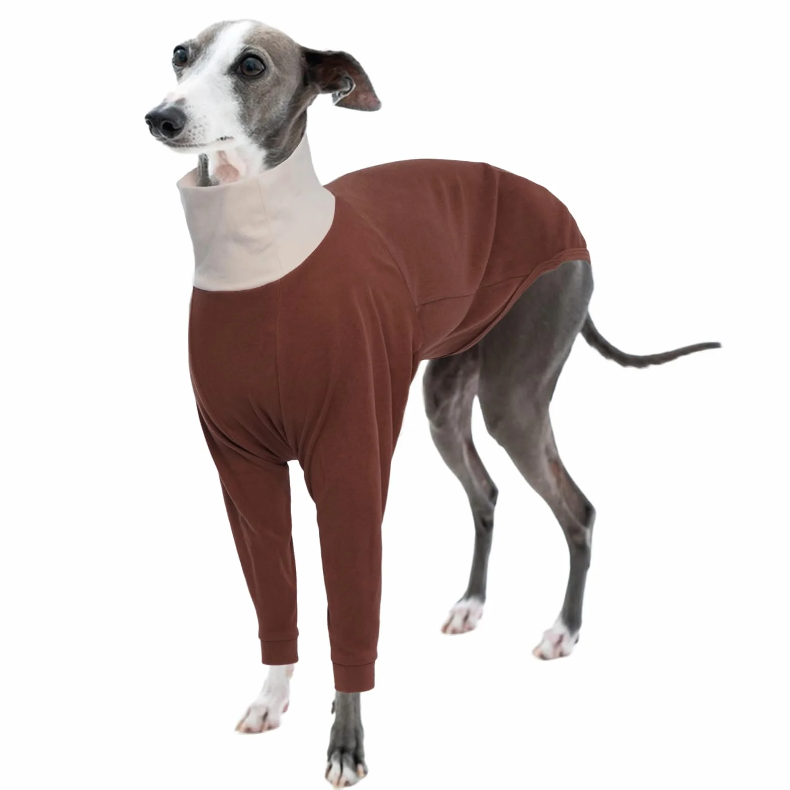 Jersey de forro polar para perros de galgo, suéter mediano para Whippets, pijama de galgo, camisa de lurcher, pijama de forro polar para perros (marrón, M)