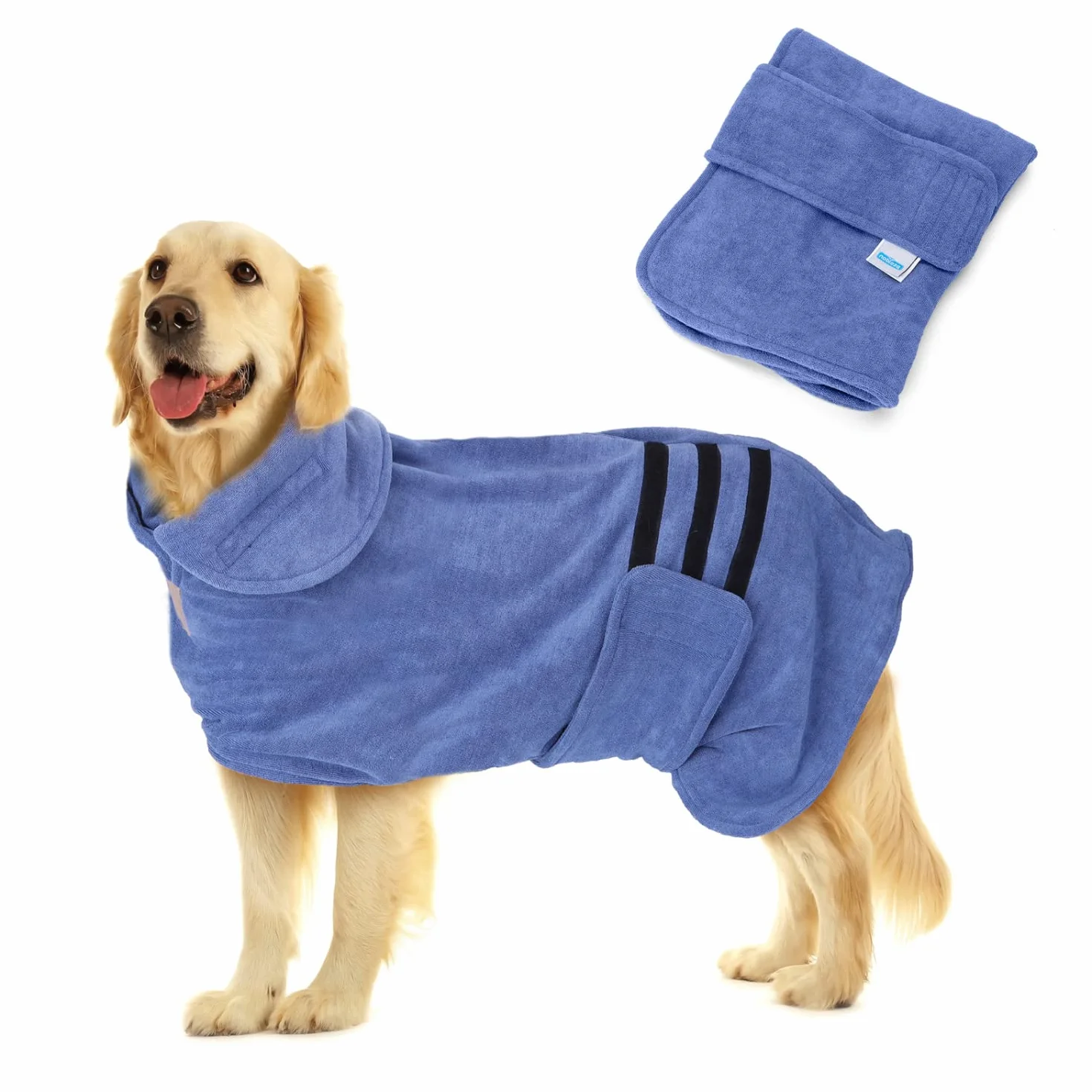 Nobleza Albornoz para Perros y Gatos, Superabsorbente y de Secado rápido, Albornoz de Microfibra, Toalla Suave (XL Azul)