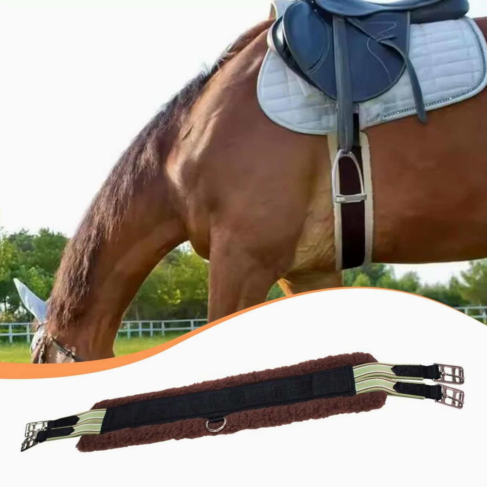 Cincha para Caballo Cincha Transpirable Cincha de Montura Cincha de Caballo con Tela de Franela de Acero Fácil de Acoplar a O
