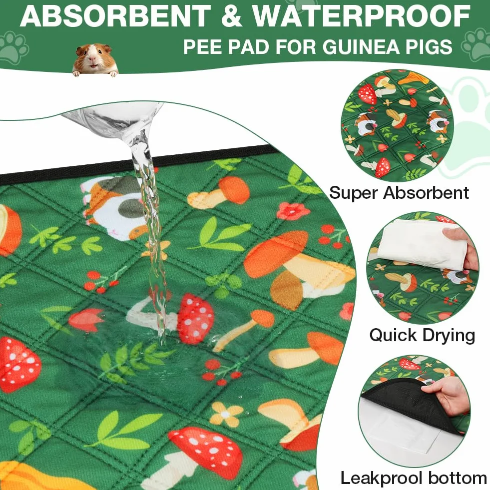 AUYAO Alfombras para Jaula de Cobayas, 2pcs 60X120cm Alfombra de Jaula Absorbente Lavable, Accesorio de Cama para Dormir, Forro de Jaula para Jugar Baño Manta Hogar Interior Sala de Estar