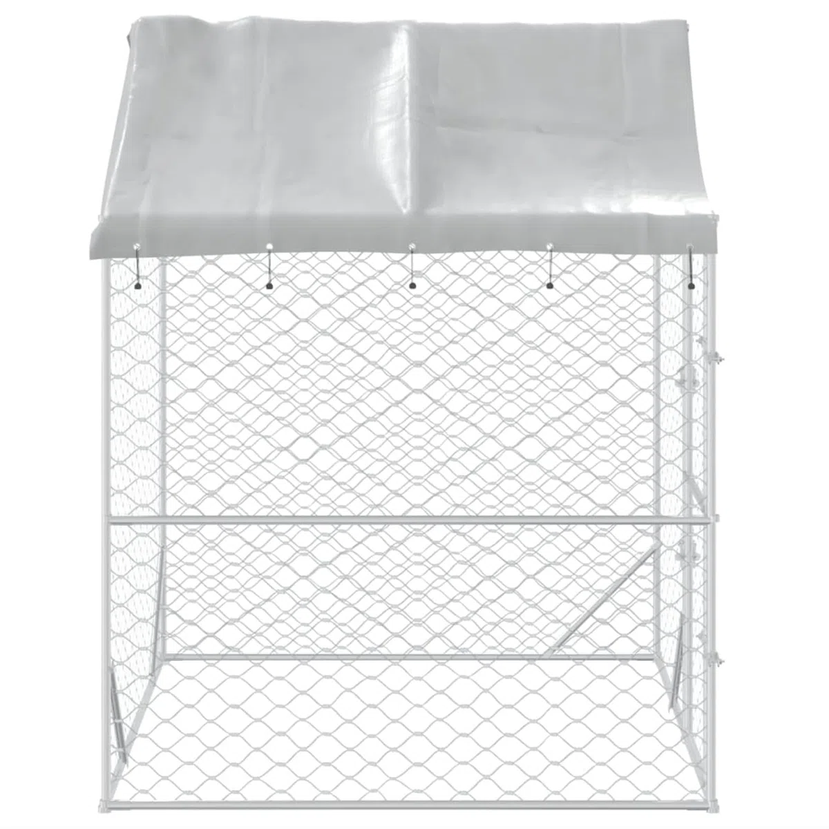 ARKEM Perrera de Exterior con toldo Acero galvanizado Plata 2x2x2,5 m Jaula Perro Grande Voladera