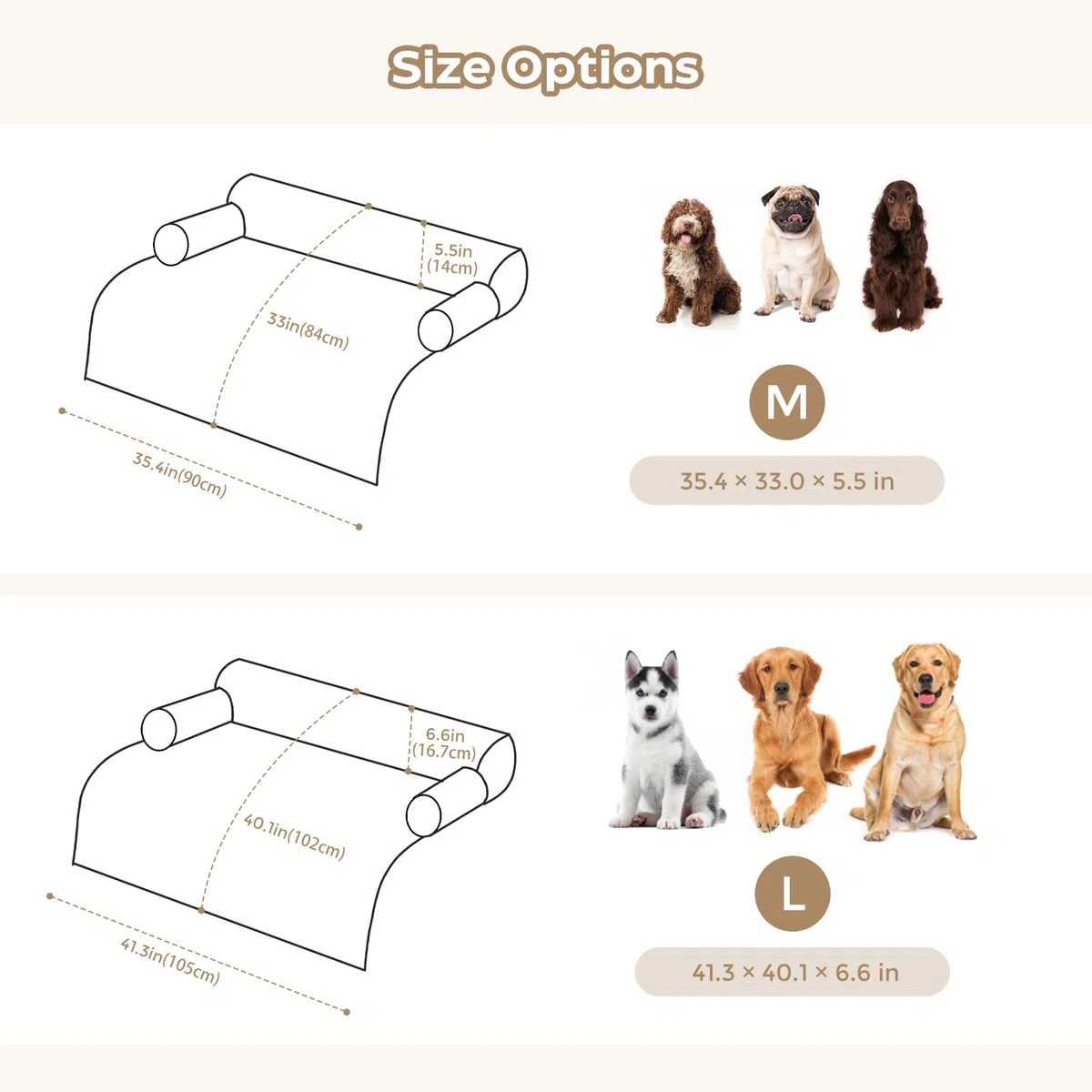 Avont Cama para Perros Grandes, Cojín para Perros Lavable y Antideslizante, Protector para Sofá con Funda Extraíble, Alfombrilla Acolchada para Mascotas Medianas y Grandes, 90x84 cm- M, Marrón