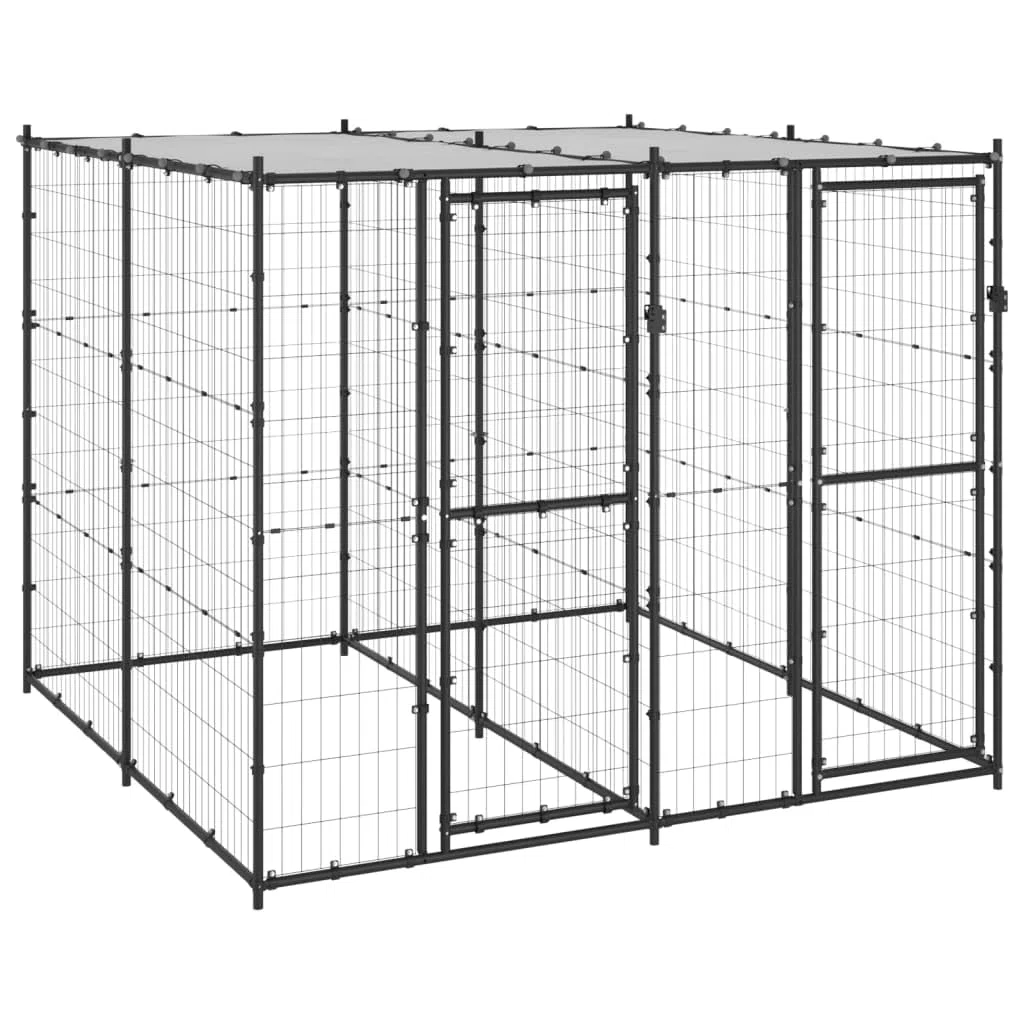 ARKEM Perrera de Exterior de Acero con Techo 4,84 m² Jaulas para Gallinas Parque Perros Grandes