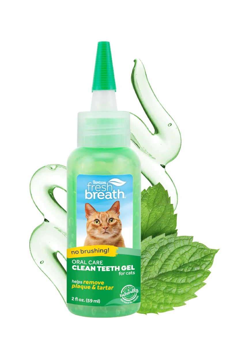 Tropiclean Fresh Breath by Gel de Cuidado Bucal para Gatos - Sin Cepillado - Ayuda a Eliminar la Placa y el Sarro - Original - 59 ml