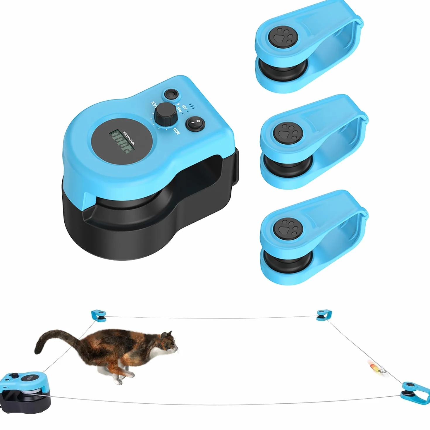 Juguetes para Gatos de Interior, Nueva Cinta de Correr para Gatos, Juguetes para Gatos con Control automático/Remoto, Juguetes de Caza de Gatos simulados con Velocidad Ajustable
