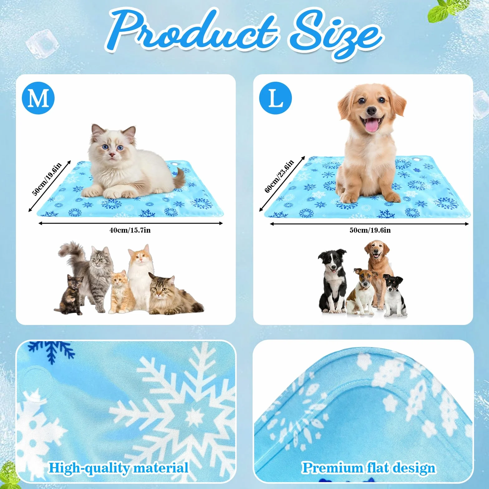 Manta Refrescante para Perros Pequeños y Gatos, Alfombra Refrigerante de Gel con Agua para Mascotas, Cama de Verano Impermeable y Fácil de Limpiar