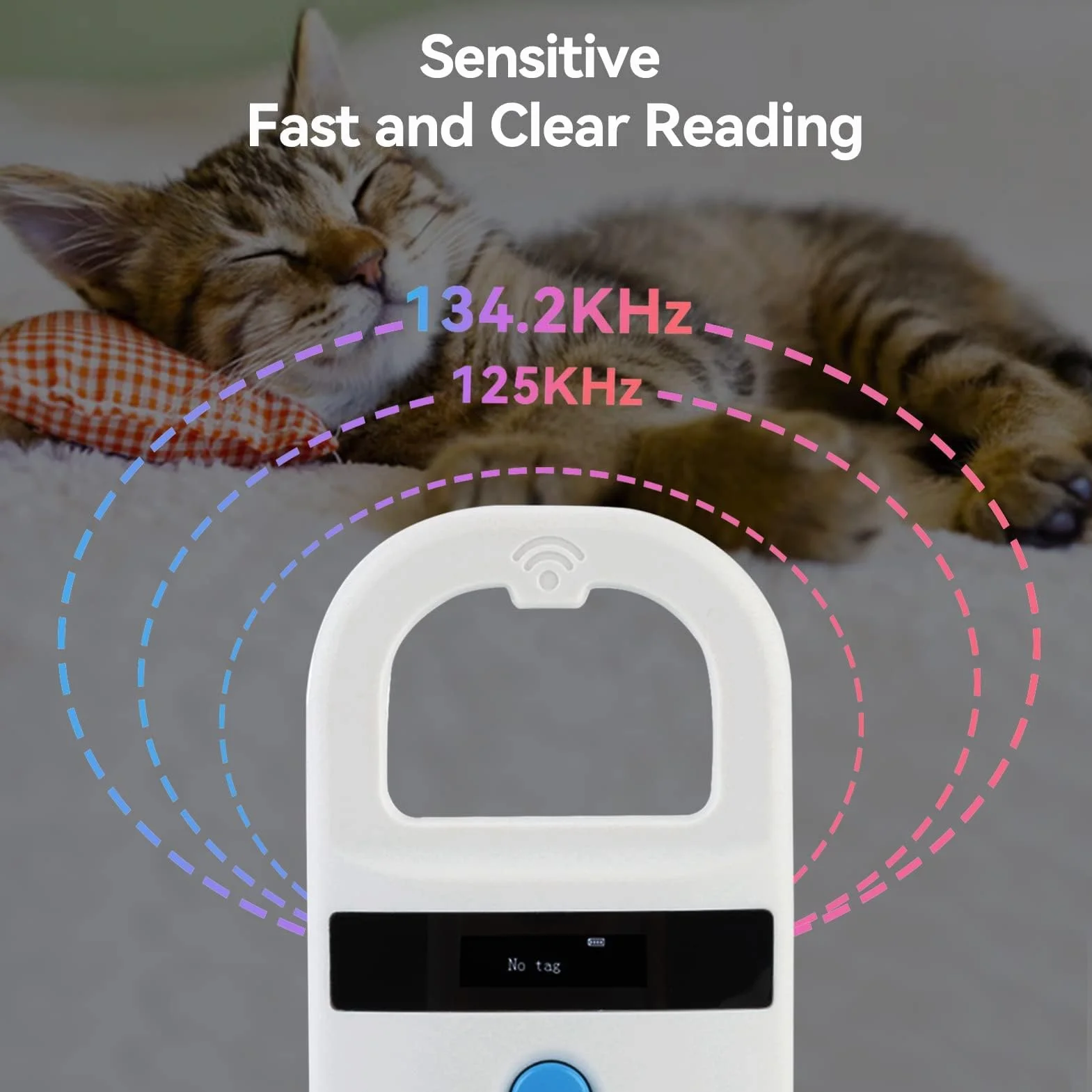 Agatige Lector de la Identificación del Microchip de Animal Doméstico, Exhibición Recargable del Escáner - Sin revestimiento