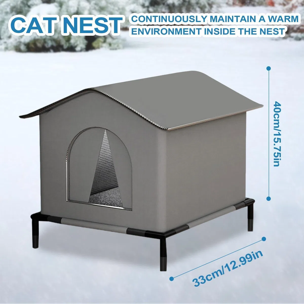 Caseta para Gatos Exterior | Refugio Cálido para Mascotas en Invierno con Alfombrilla y Puertas - Cueva para Mascotas con Aislamiento Térmico para Jardín y Terraza