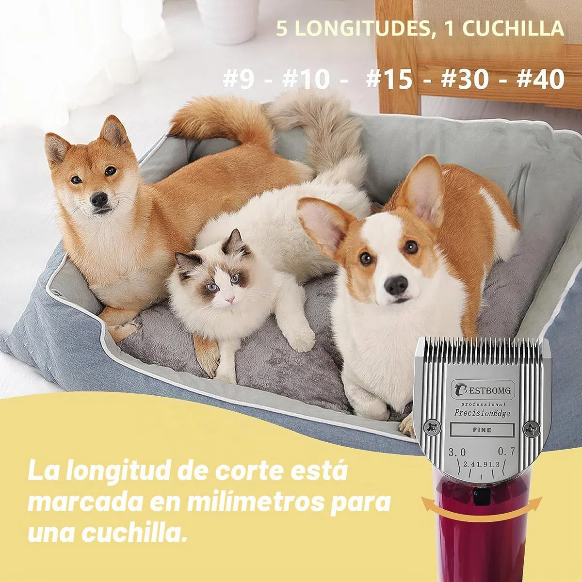 BESTBOMG Cuchillas profesionales 5 en 1 para perros con longitud de corte ajustable de 0,7 a 3 mm, compatible con Wahl Arco, Bravura y Moser Arco 1870/1871/1872/1873/1854, 2 unidades