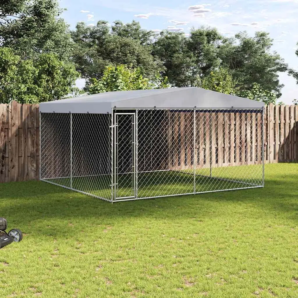 vidaXL Perrera de Exterior con Techo 3,8x3,8x2,4 m