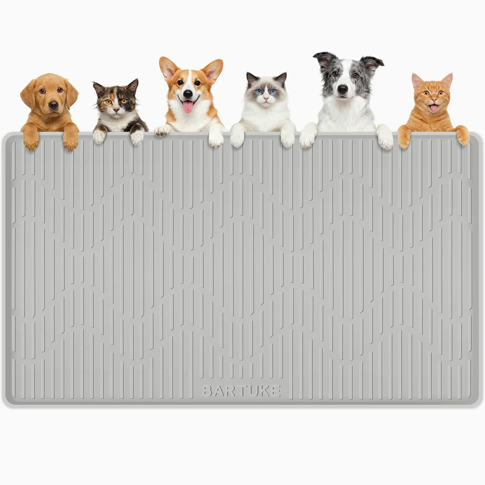 Tapete de Silicona XXL para Comida para Gatos y Perros, 55'' x 38'' Grande tapete de alimentación para Gatos y Perros, Mantel Individual para Alimentos y Agua con Borde Elevado (140x96cm)