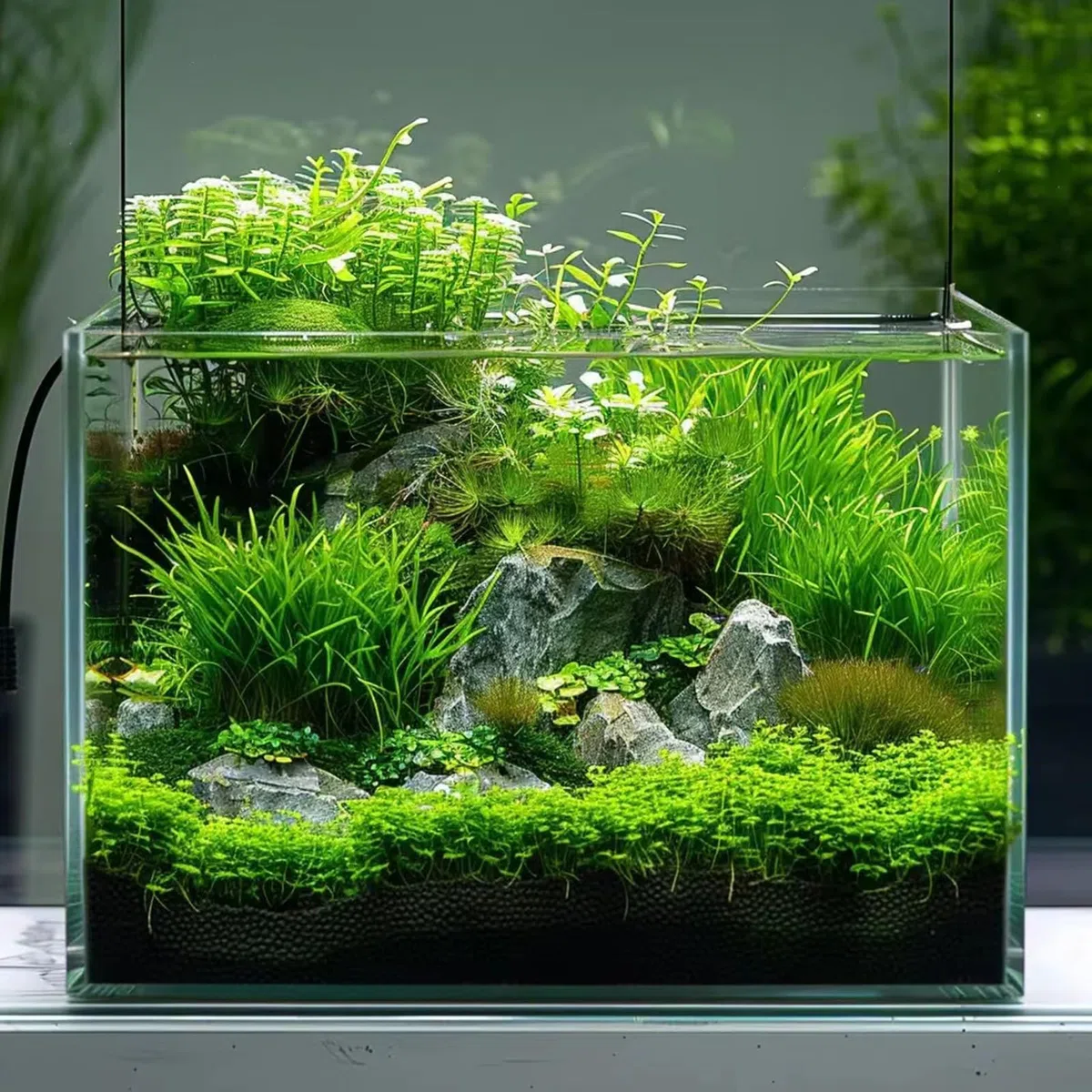 Vimvins tanque de peces de vidrio de 3 galones, acuario pequeño fácil de mantener para peces betta/dorados/caracoles/camarones y plantación acuática.