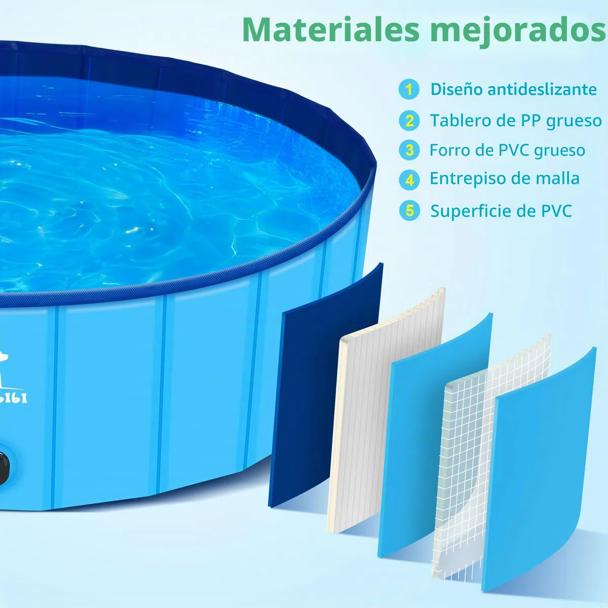 Pourbibi Piscina para Perros Grandes, Piscina Plegable para Perros, Bañera Portátil De PVC para Perros, Piscina para Perros Grandes Y Pequeños, 160 X 30 cm