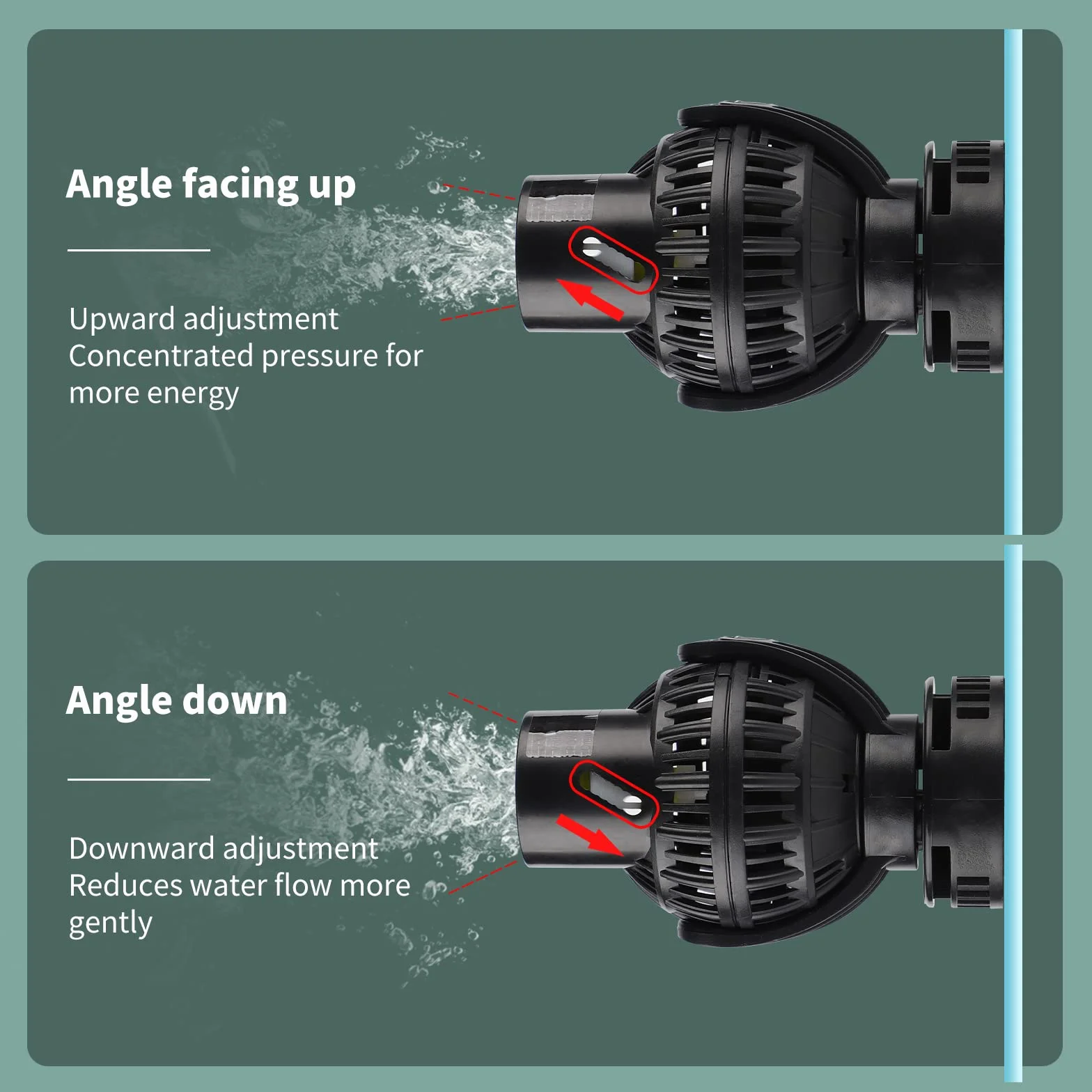 EXLECO Bomba de Olas 6000L/H 8W Wave Maker Rotación de 360 Grados para Acuarios de Agua Dulce y Salada de Máximo 60cm con Ventosa