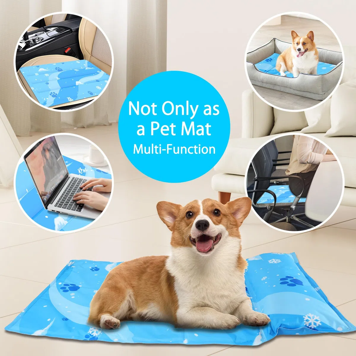 Esterilla Refrescante para Perros y Gatos, Alfombrilla de Gel Autorefrigerante, Cojín Refrescante No Tóxico, Cama Fría y Manta Refrigerante Duradera para Mascotas