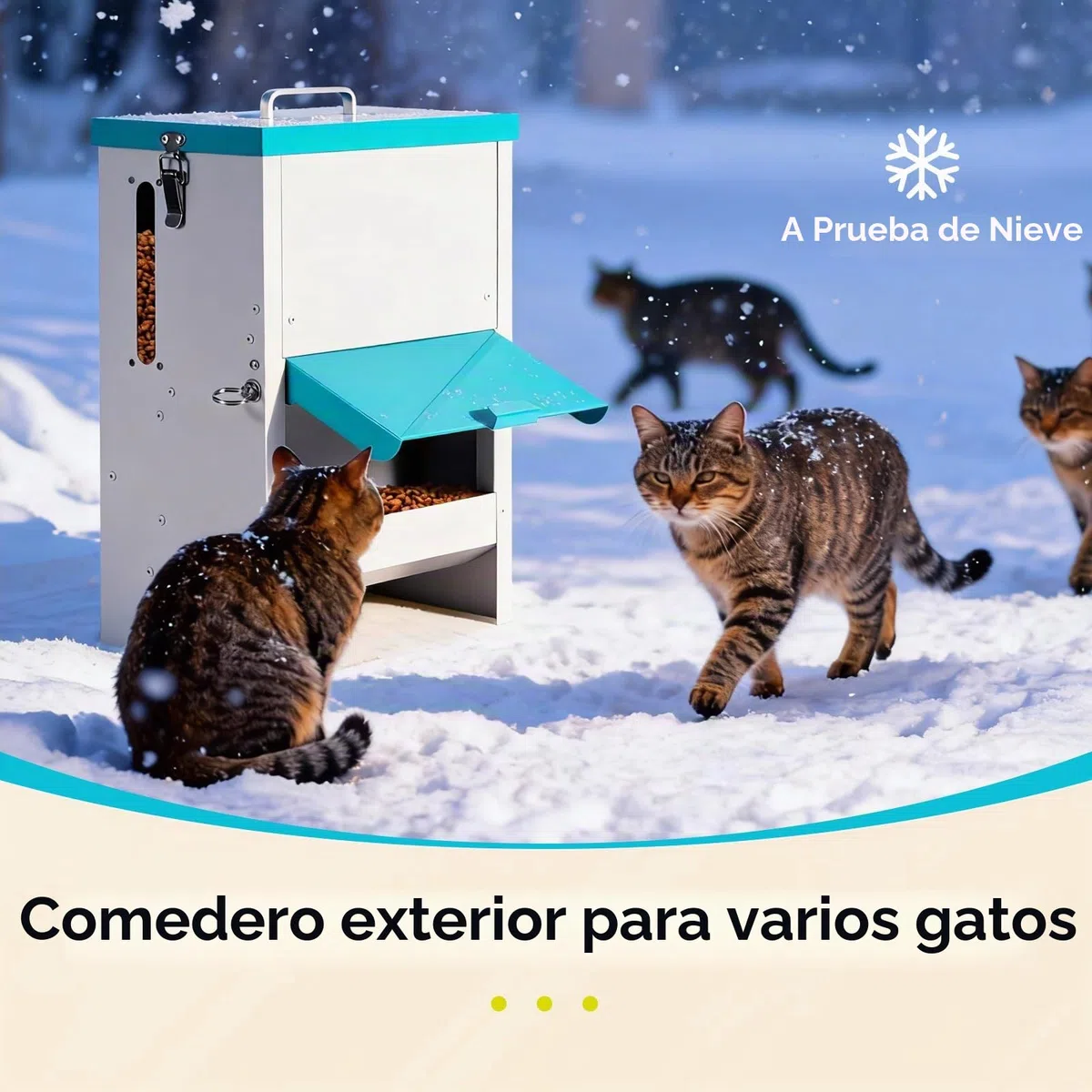 Dispensador Comida Gatos con Comedero Elevado, 10L, Alimentador para Mascotas Integramente de Metal, Tolva para Varios Gatos, Robustos, a Prueba de Lluvia y Nieve