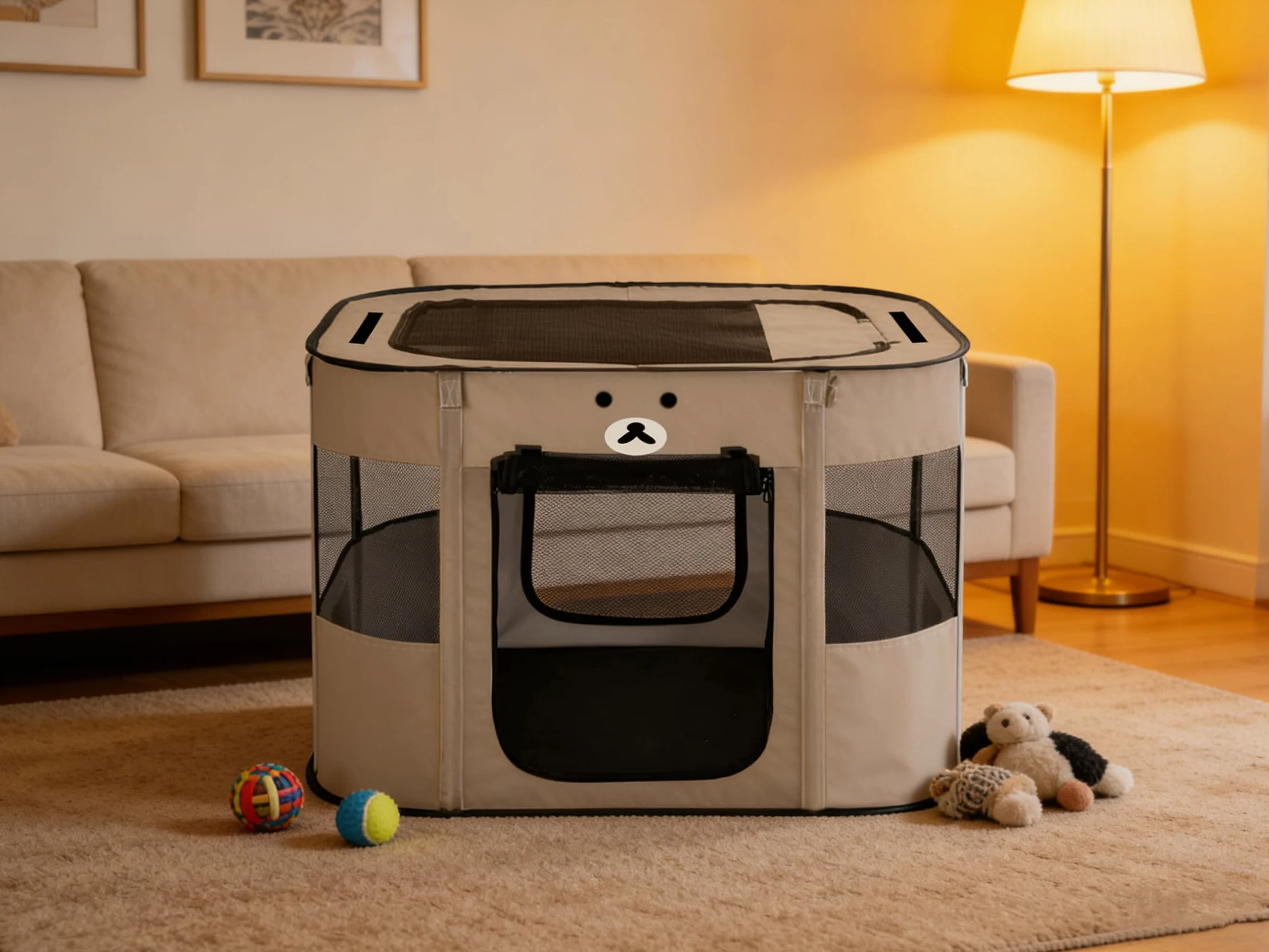 Valla portátil para Mascotas de 70 x 55 x 45 cm, Plegable, Rectangular, Sala de Entrega, Nido de Gato, cabaña para Cachorros, casa Cerrada para Mascotas con Bolsa de Transporte (Gris 2)