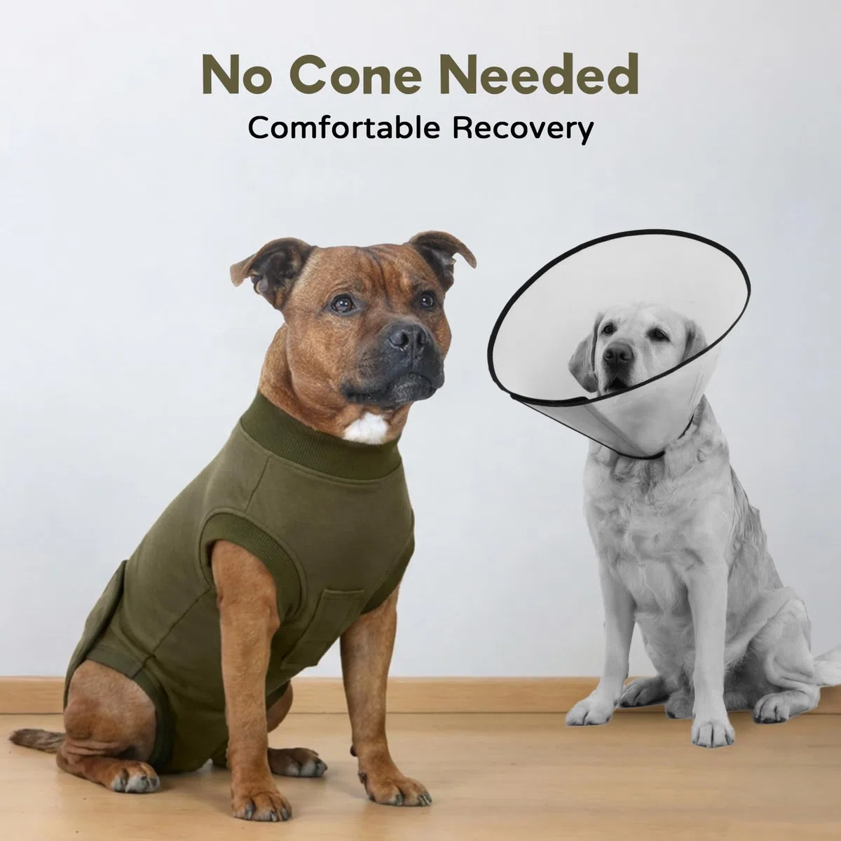 OP Body para perro de castración – Traje quirúrgico para perro | alternativa al cuello | transpirable, suave y elástico | evita lamer y rascar | Para perros y perras, verde ejército XL