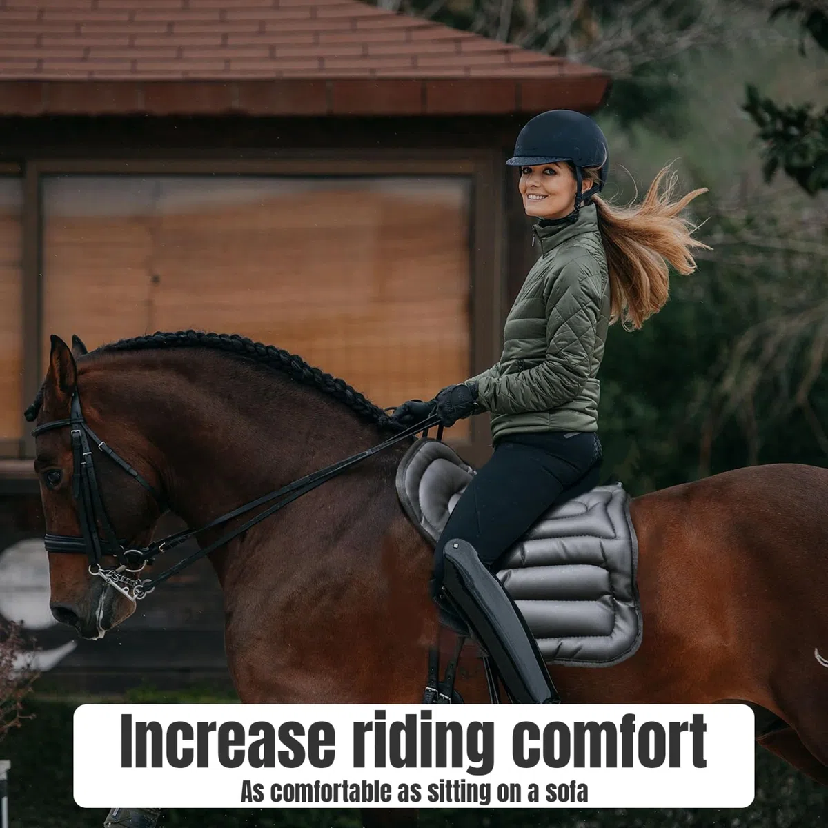 Cojín de silla de montar de cuero, cojín de asiento occidental, almohadilla de silla de caballo absorbente de golpes con correa de fijación, suave, multiusos, 20 x 16 pulgadas, almohadilla de silla de