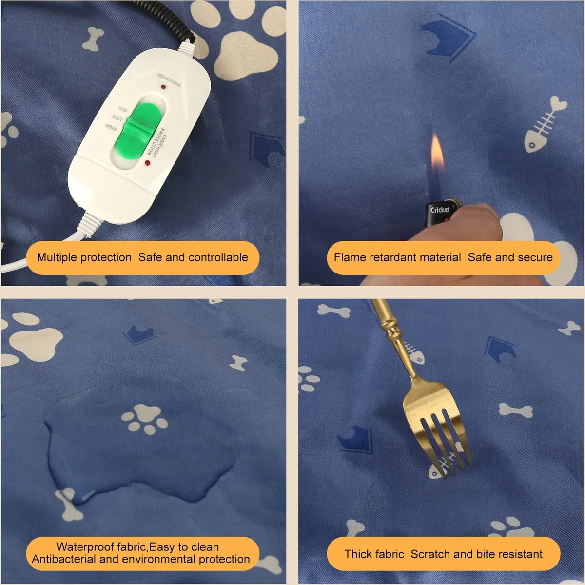 secretmotion Almohadilla térmica para Mascotas, para Gatos y Perros, Almohadilla térmica para Gatos, Manta térmica con Control de Temperatura, Manta térmica termostática con Cable para Masticar