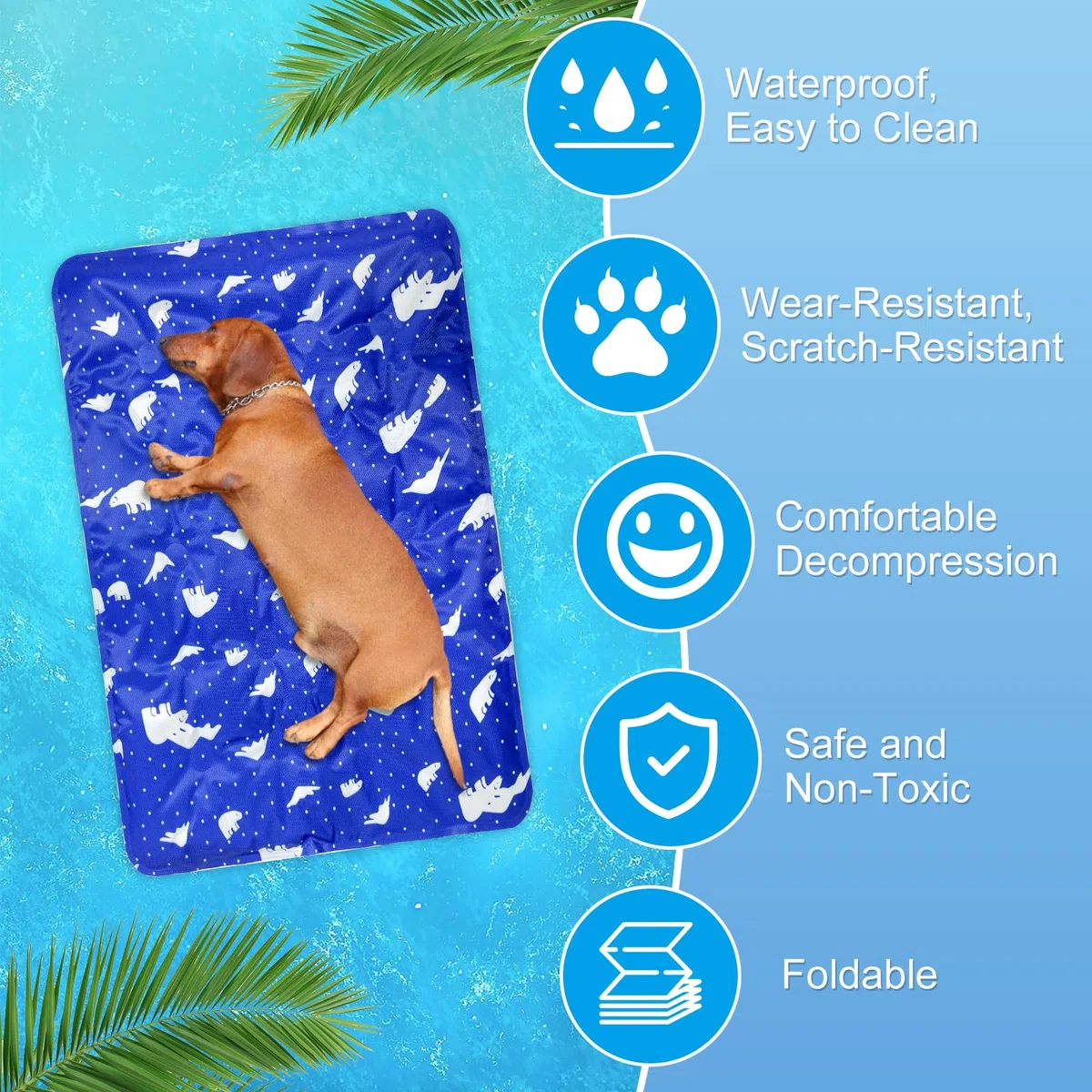 Cama Refrescante Perro, Almohadilla de Gel Autorefrescante Duradera e Impermeable para Perros y Gatos, Manta de Hielo Que Mantiene a Las Mascotas Frescas en Verano(Dark Blue, 50x60cm)