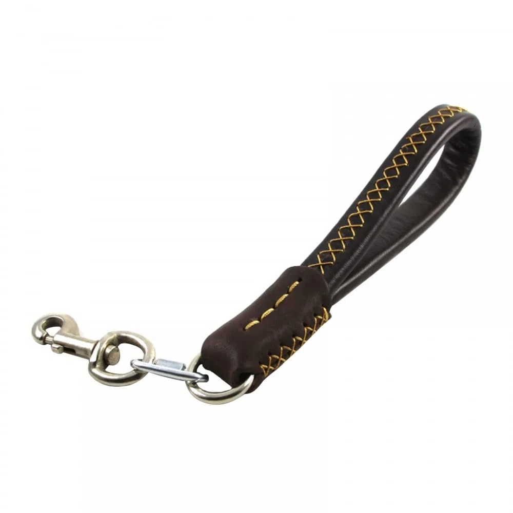Correa corta para perro, correa de entrenamiento de cuero con asa acolchada y clip de mosquetón para perros medianos y grandes (35 cm de largo y 2 cm de ancho)