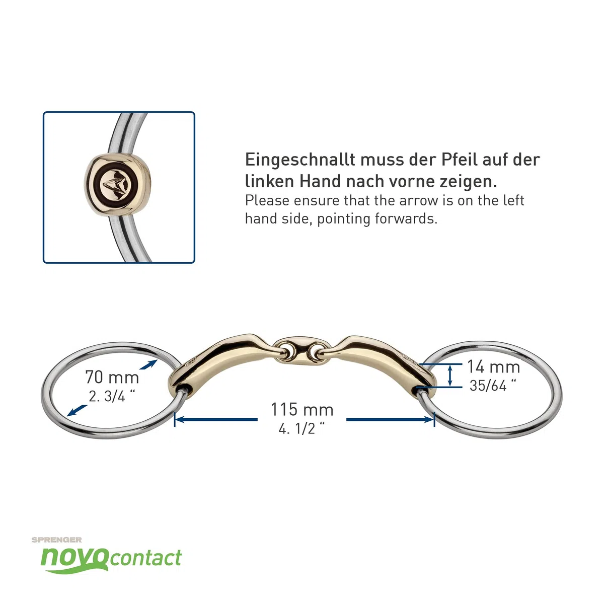 Sprenger - NOVOcontact Single Jointed Snaffle - 14mm - SENSOGAN