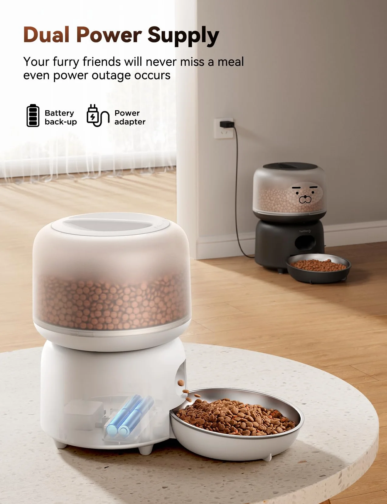 FEELNEEDY Comedero Gato Automático 2.4G Wi-Fi, Dispensador Comida Gatos con Control de App, hasta 10 Comidas/36 Porciones al Día, Tazón para Gatos de Acero Inoxidable, 3L