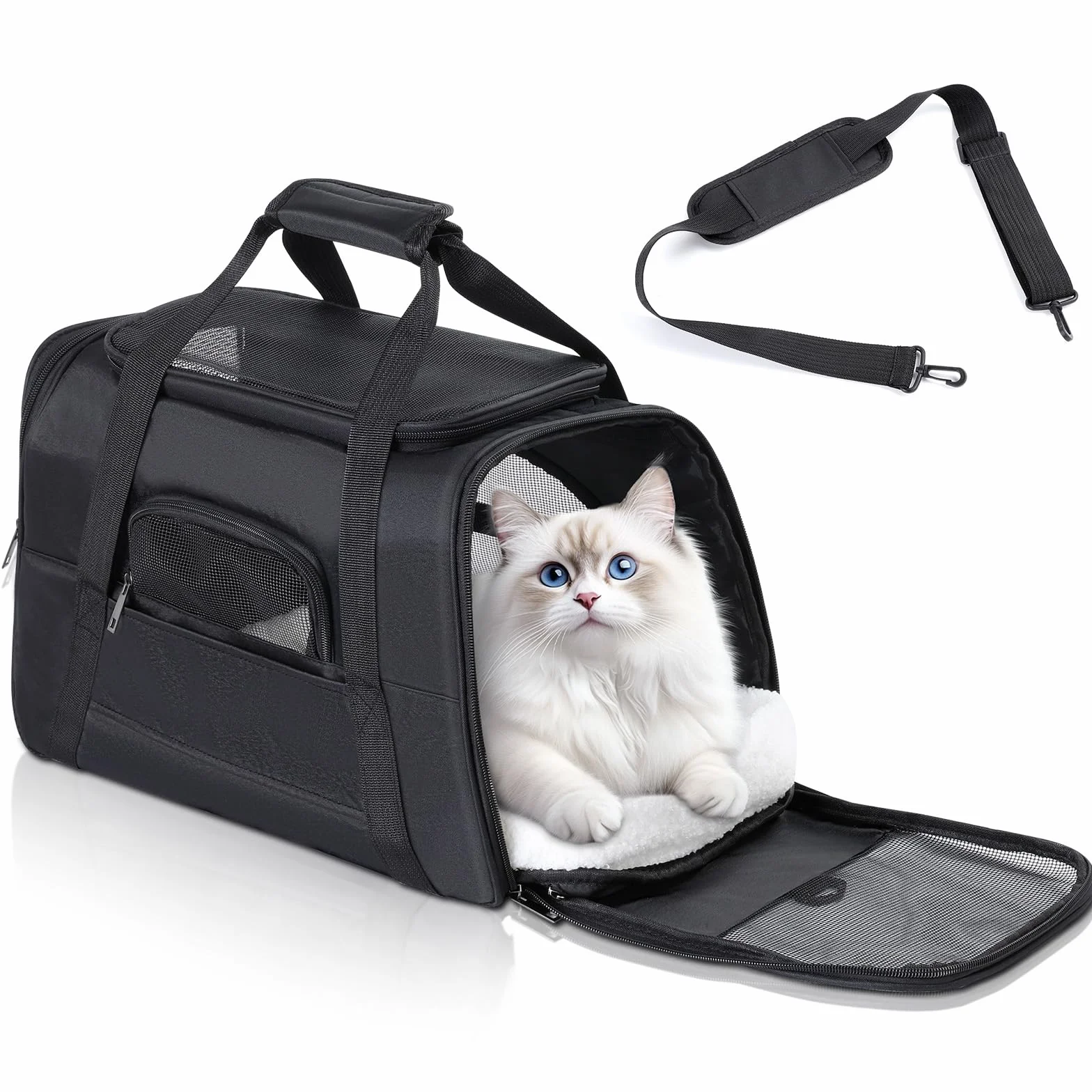 Romon Transportín Gato Perro, Transportin Perro Pequeño Cat Carrier, Bolsa Transporte Transpirable para Mascotas, Transportin Perro para Pequeños Plegable Bolso Gatos Cachorros Gatitos de hasta 6 Kg