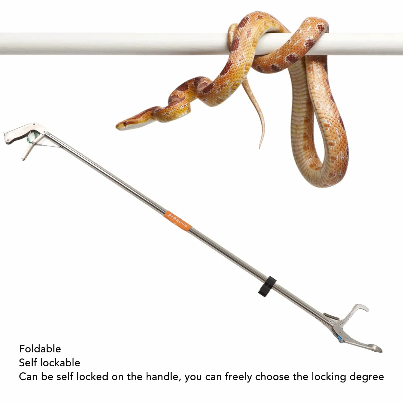 SUNGOOYUE Pinza de Serpiente, Pinza Plegable de Acero Inoxidable para Reptiles, para un Manejo Seguro de Serpientes