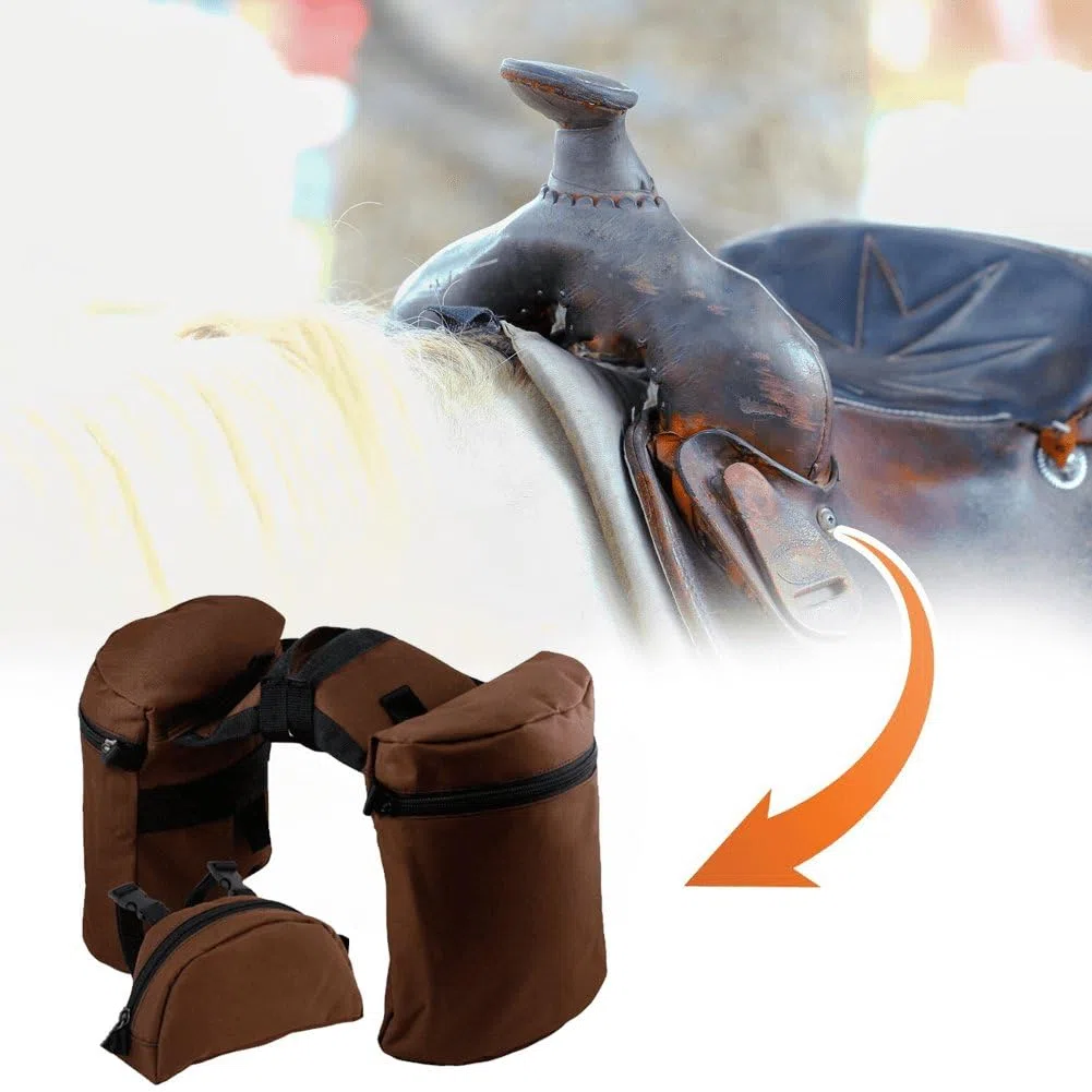 Bolsa De Sillín De Caballo Endurance, Alforja De Caballo Compacta, Bolsa De Sillín De Cuerno Duradera, Práctico Bolsillo con Pommel para Montar a Larga Distancia