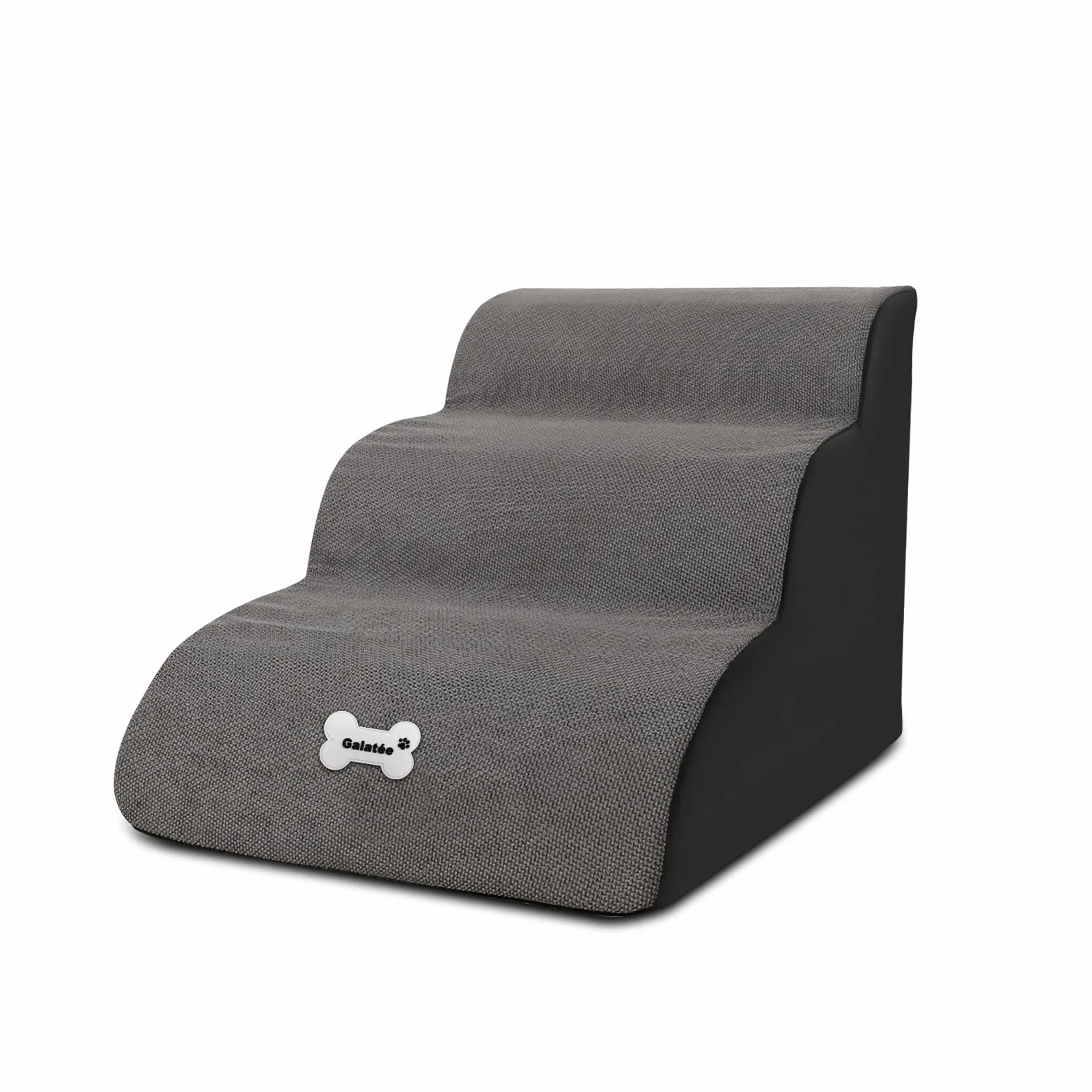 Galatée Escaleras para Mascotas, Rampa para Mascotas Extraíble y Lavable, Escalones para Perros De Espuma De Alta Densidad 3 Niveles Escalera para Subir Mascotas（Gris）