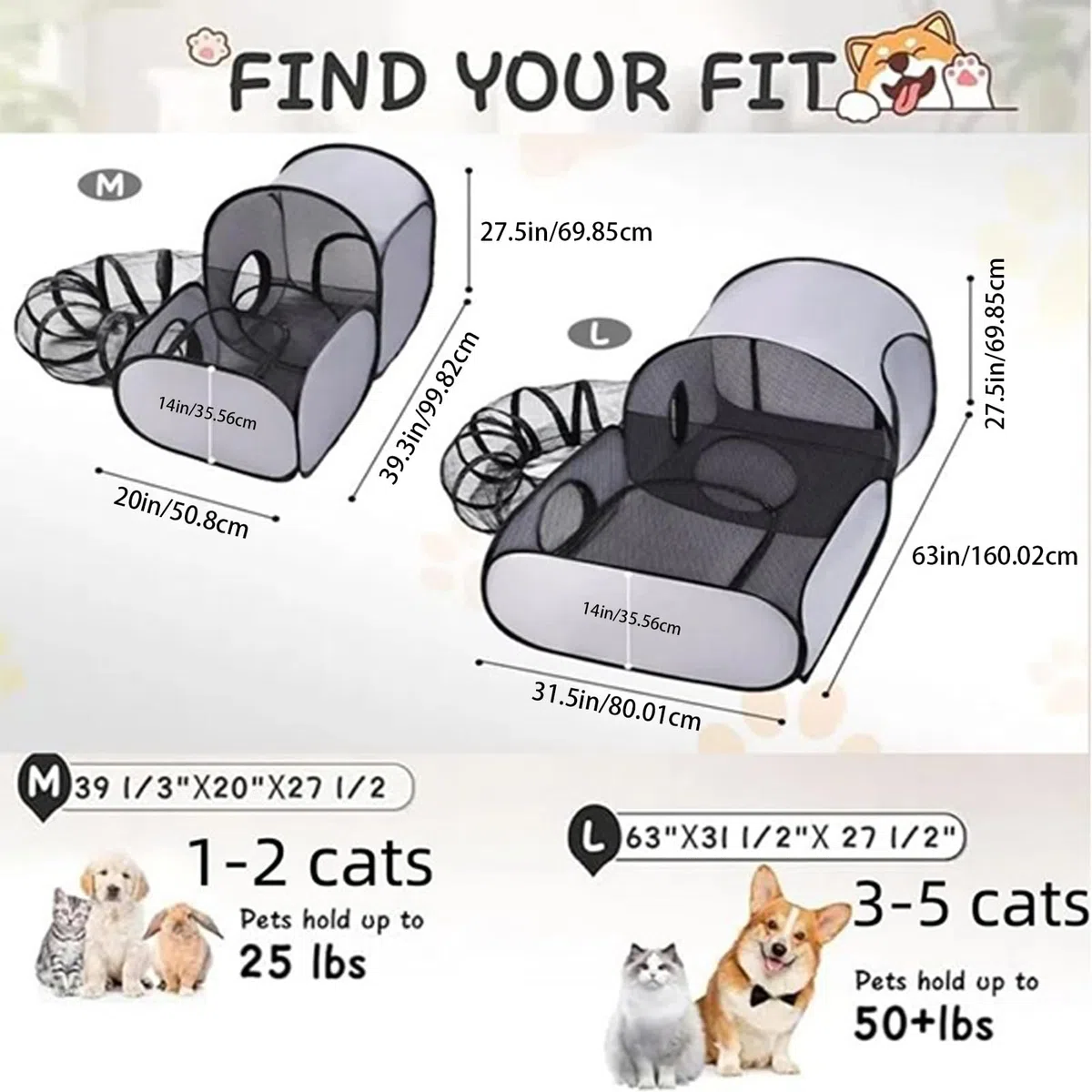 Corralito para gatos, túneles de recinto para gatos, juguetes interactivos plegables para casa, parque de juegos de ejercicio, bolígrafo portátil de viaje para mascotas, corral para perros, para