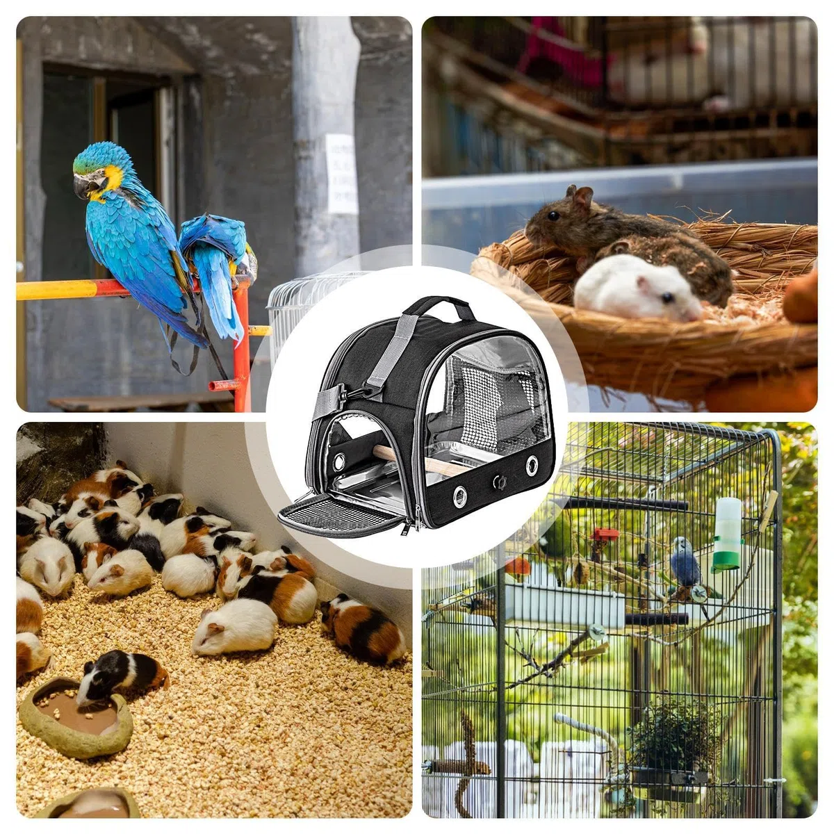 Bolsa de transporte para pájaros con ventana transparente - Mochila de viaje para loros, bolsa de transporte plegable portátil con barra de pie, bolsa de transporte para pájaros ornamentales,