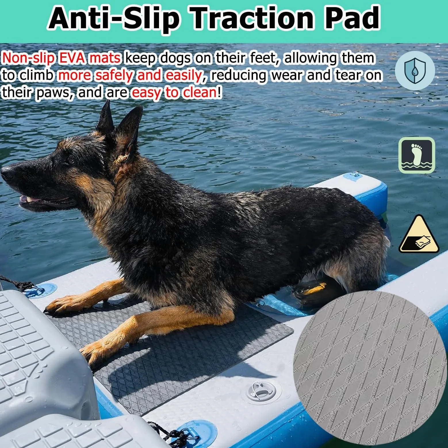 rampa de agua para perros Rampa De Agua Ligera Para Perros, Escalera Inflable Flotante De 99 Cm De Ancho Para Piscinas, Plataforma Reutilizable Con Bomba, Cuerda Y Kit De Reparación, Antideslizante.(B