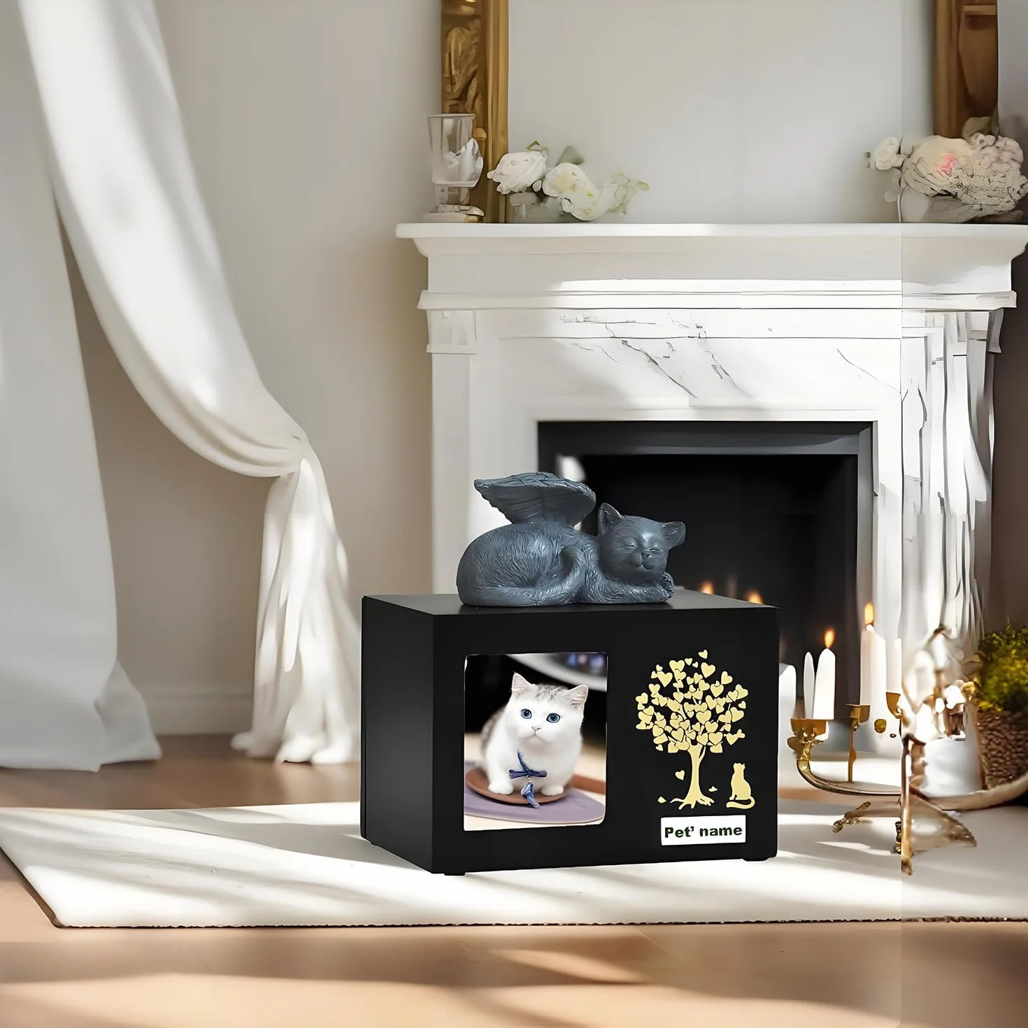 Urnas de Recuerdo Personalizadas para Gatos - Caja de Madera para Cenizas de Mascotas Con Foto - Regalo de Condolencias para Queridas Mascotas