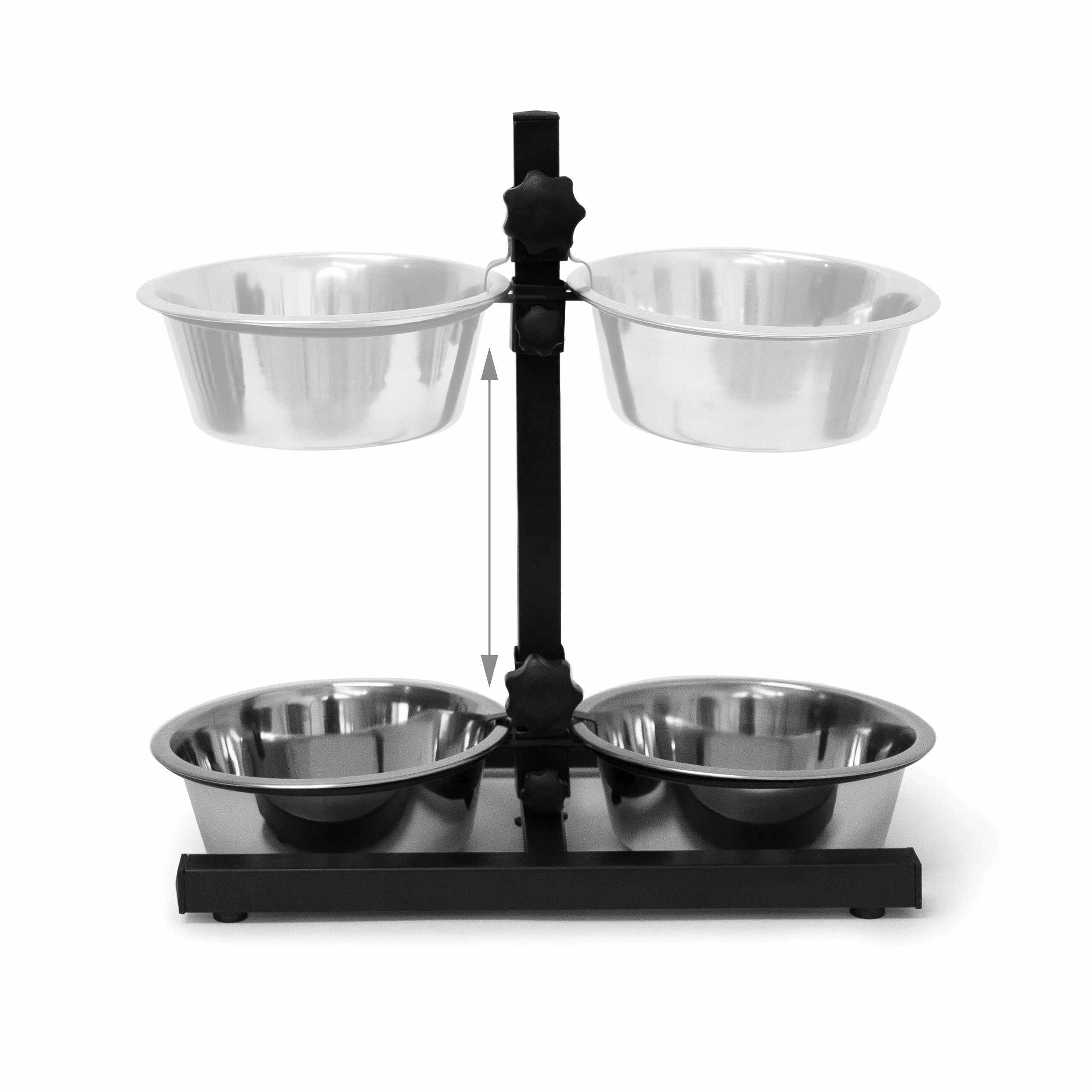 Relaxdays 10019116_398 - Comedero Doble para Perros y Gatos, Plateado, 27x46x42 cm