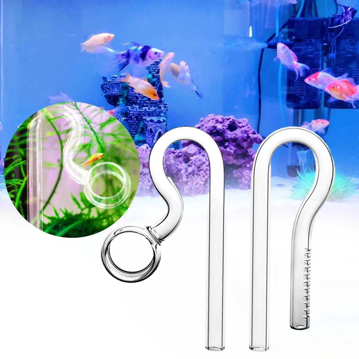 Baoblaze Tubo de de Vidrio, Flujo de Entrada, Salida Violeta, Tanque plantado para Acuario, paisajismo acuático, 13mm