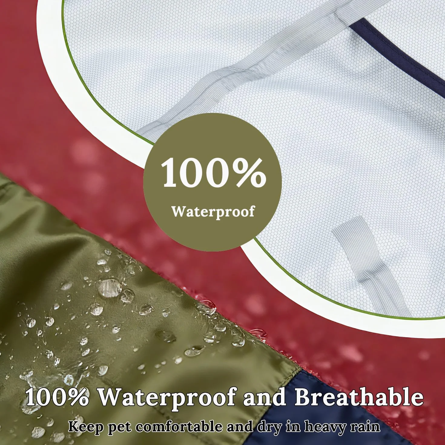 Impermeable para Perro, Chaqueta contra Lluvia con Capucha Ajustable y Tiras Elásticas - Ligero y Transpirable para Perros Pequeños, Medianos o Grandes (L)
