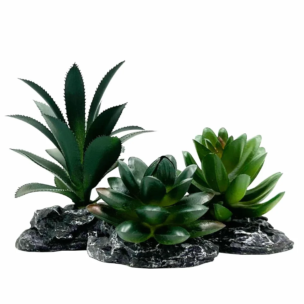 Plantas artificiales para reptiles, decoración de terrario suculentas, desierto, bosques, plantas, lagarto, dragón barbudo, camaleón, geco, serpiente, anfibio, hábitat, escondite, tortuga, accesorios