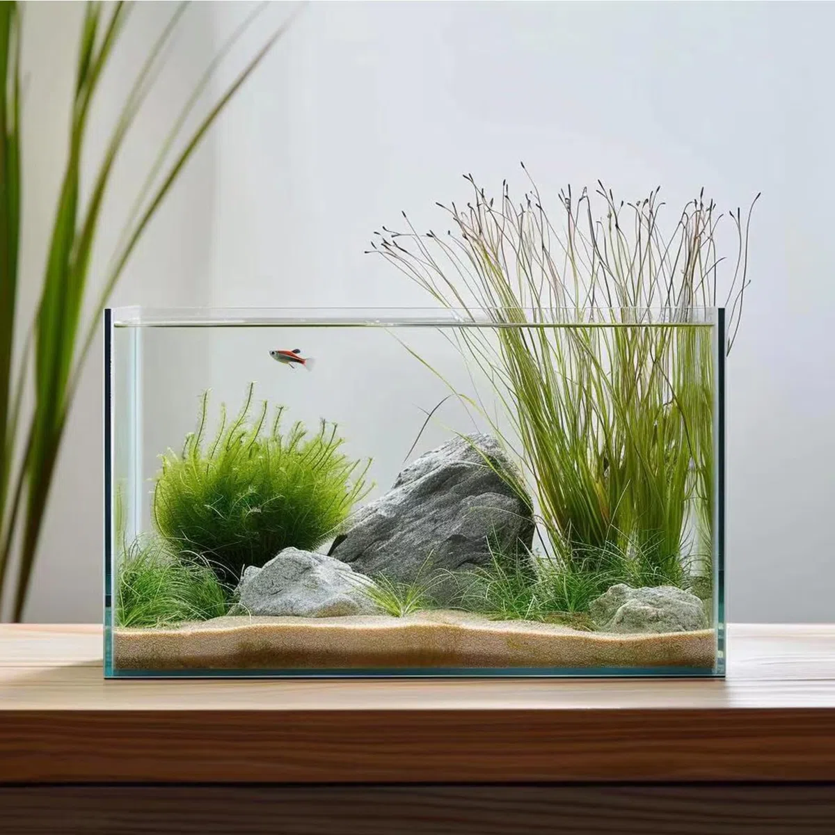 Vimvins tanque de peces de vidrio de 3 galones, acuario pequeño fácil de mantener para peces betta/dorados/caracoles/camarones y plantación acuática.