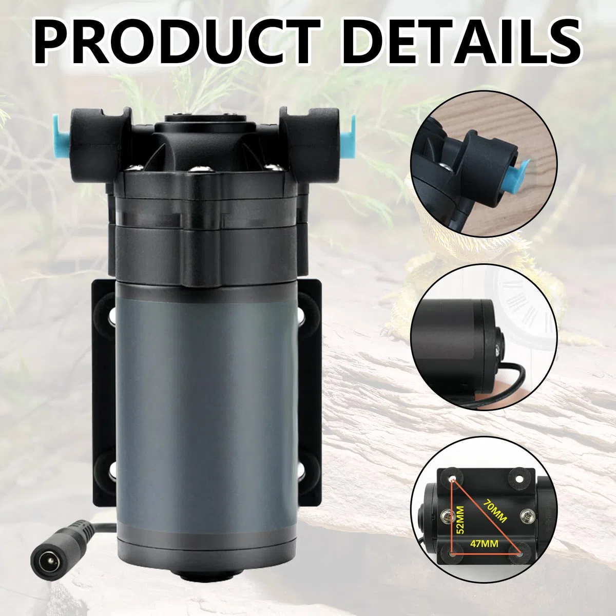 Aisny Humidificador de Terrario, Humidificador para Reptiles Anfibios con 6 Accesorios de Pulverización Terrario Humidificador Nebulizador Terrario para Plantas Paludario Criadero