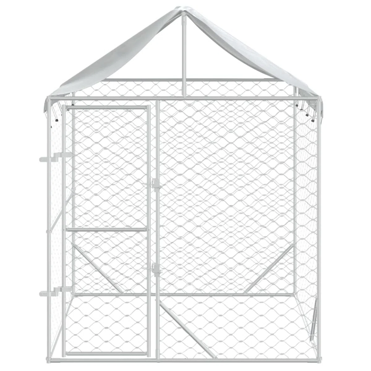 ARKEM Perrera de Exterior con toldo Acero galvanizado Plata 2x2x2,5 m Jaula Perro Grande Voladera