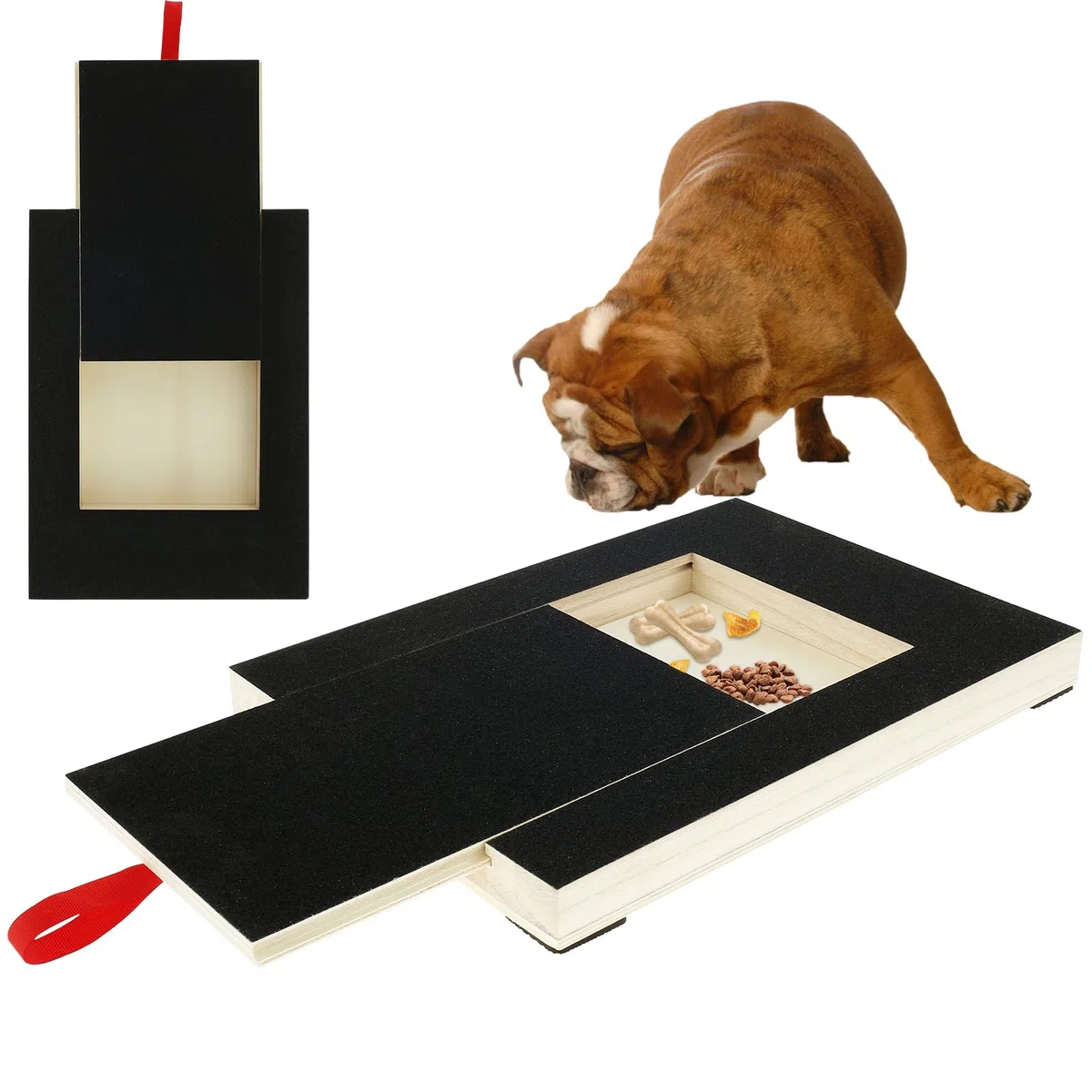 JTWEB Lima de madera para rascar uñas de perro, almohadilla de molienda de uñas de perro con caja de aperitivos integrada y papel de lija para el cuidado de las patas