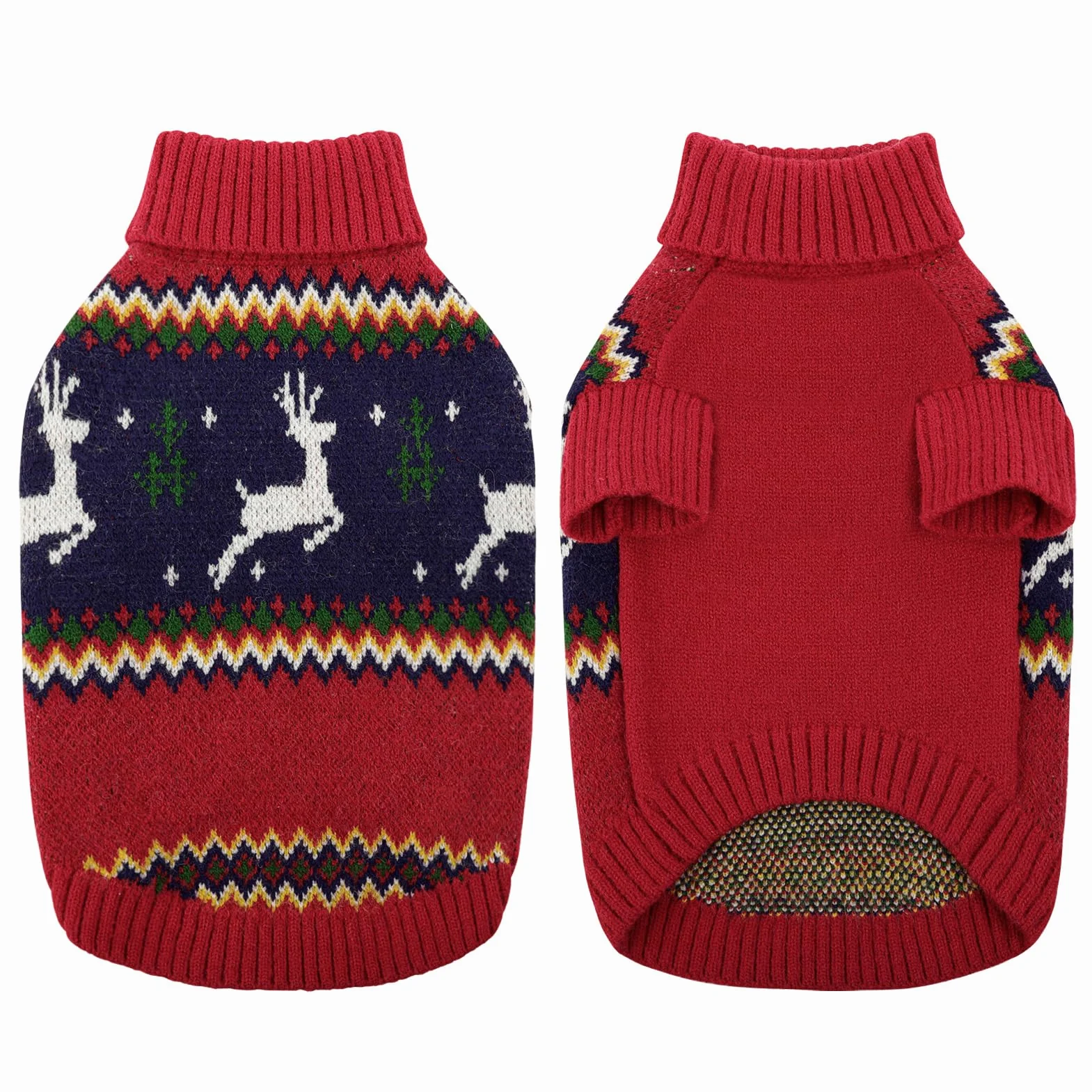 KONVINIT Jersey para Perros Navideño - Suéter de Navidad Perro Cuello Alto - Ropa Perro Invierno Cálida Tejido de Punto - Abrigos para Perros Xmas - para Mascotas Pequeñas y Medianas