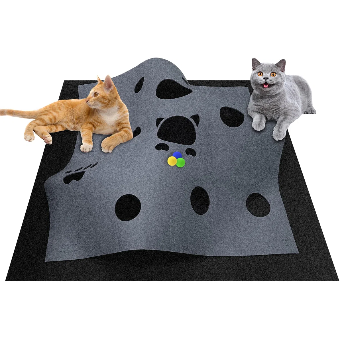 Juguete para gatos y alfombrilla para rascar, túnel de fieltro para gatos, túnel de juego y esterilla para dormir, para jugar de forma inteligente con .Número de patente: No 015084058-0001