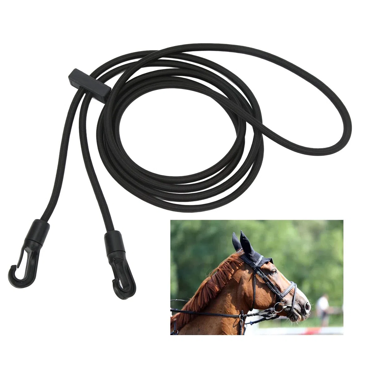 Riendas de Cuerda para Caballos, Ajustable Riendas de Entrenamiento de Caballos, Cuerda Elástica de Caballo, Riendas Laterales Pare Caballo, 3,3 m de Largo para Suministros Ecuestres