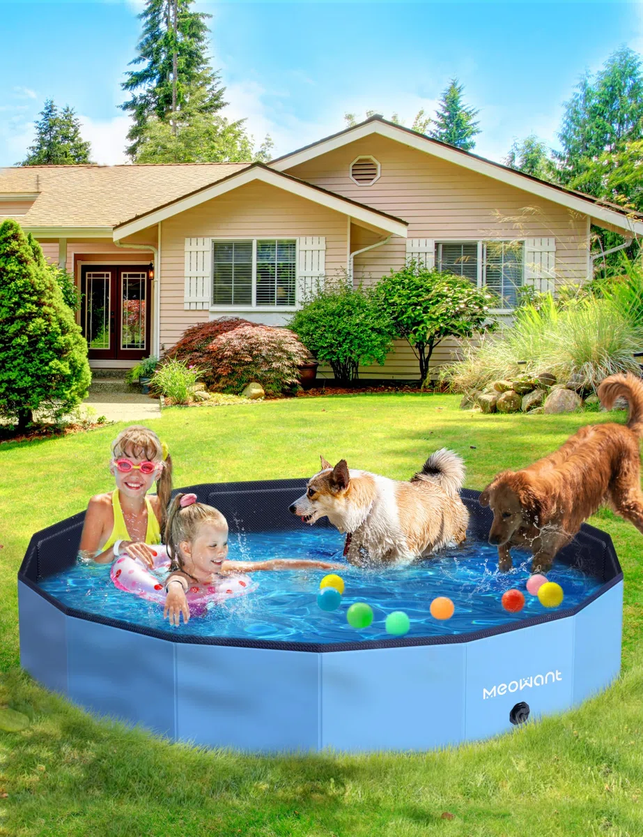 Meowant Piscina Plegable para Perros, PP Material Resistente y Duradero, Diseño Antideslizante para Mayor Seguridad, Piscinas Plegables para Perros de Todos los Tamaños 2XL(180×30cm)
