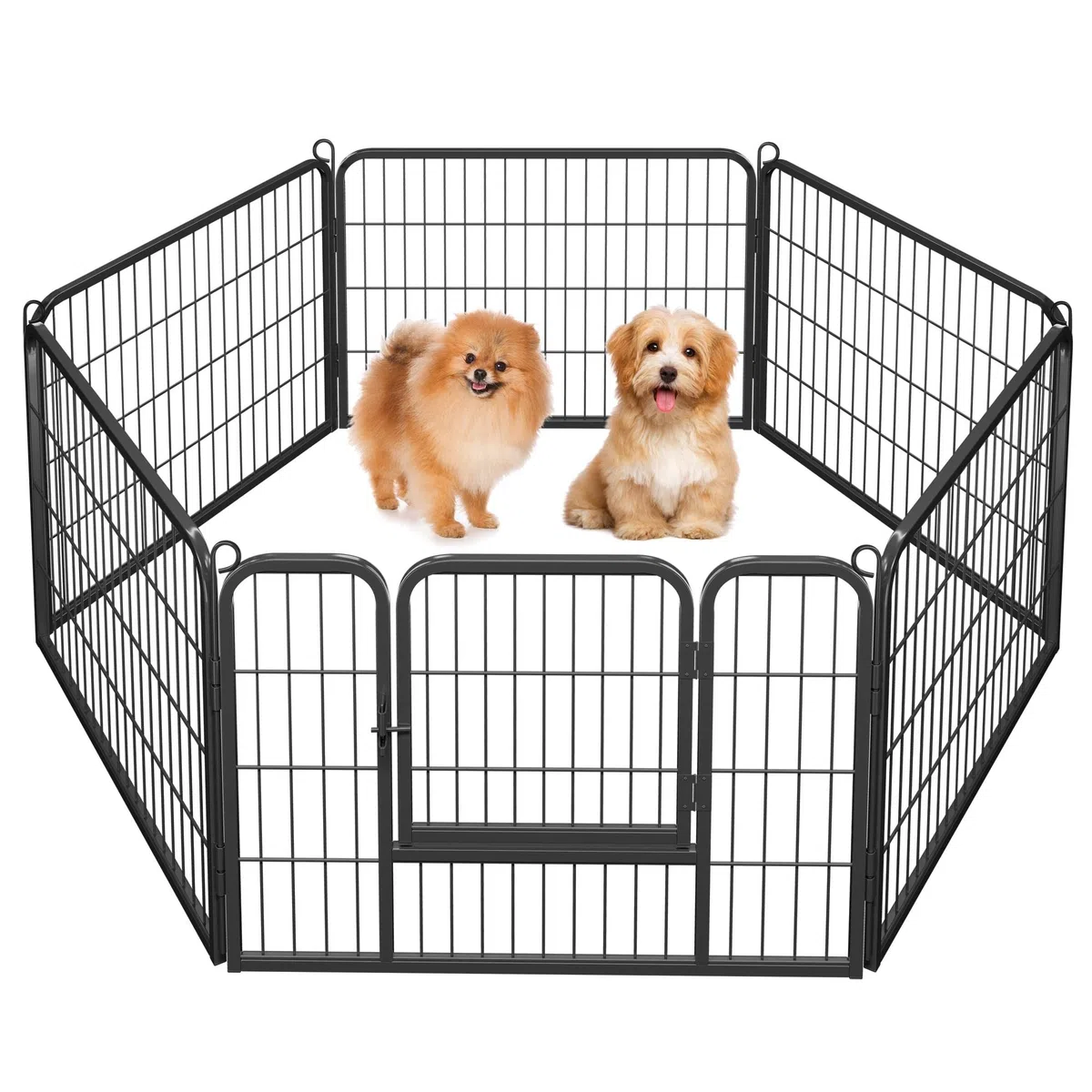 Yaheetech Valla para Perros, 6 Unidades, 80 x 60 cm, para Interior y Exterior, jardín, Red de Hierro y Metal Negro